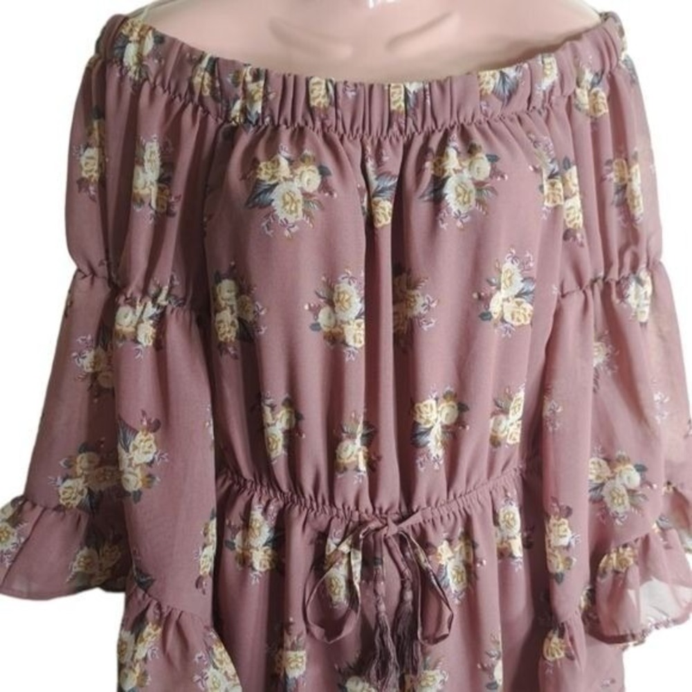 Blush Women's Romper Floral Print‎ Old Pink Long Sleeves Size Small - Picture 4 of 14